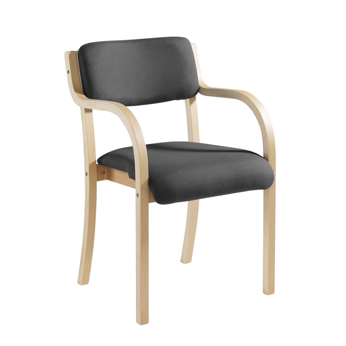 Prague Wood Frame Conference Chair with Optional Arms - Charcoal or Blue Colour Option